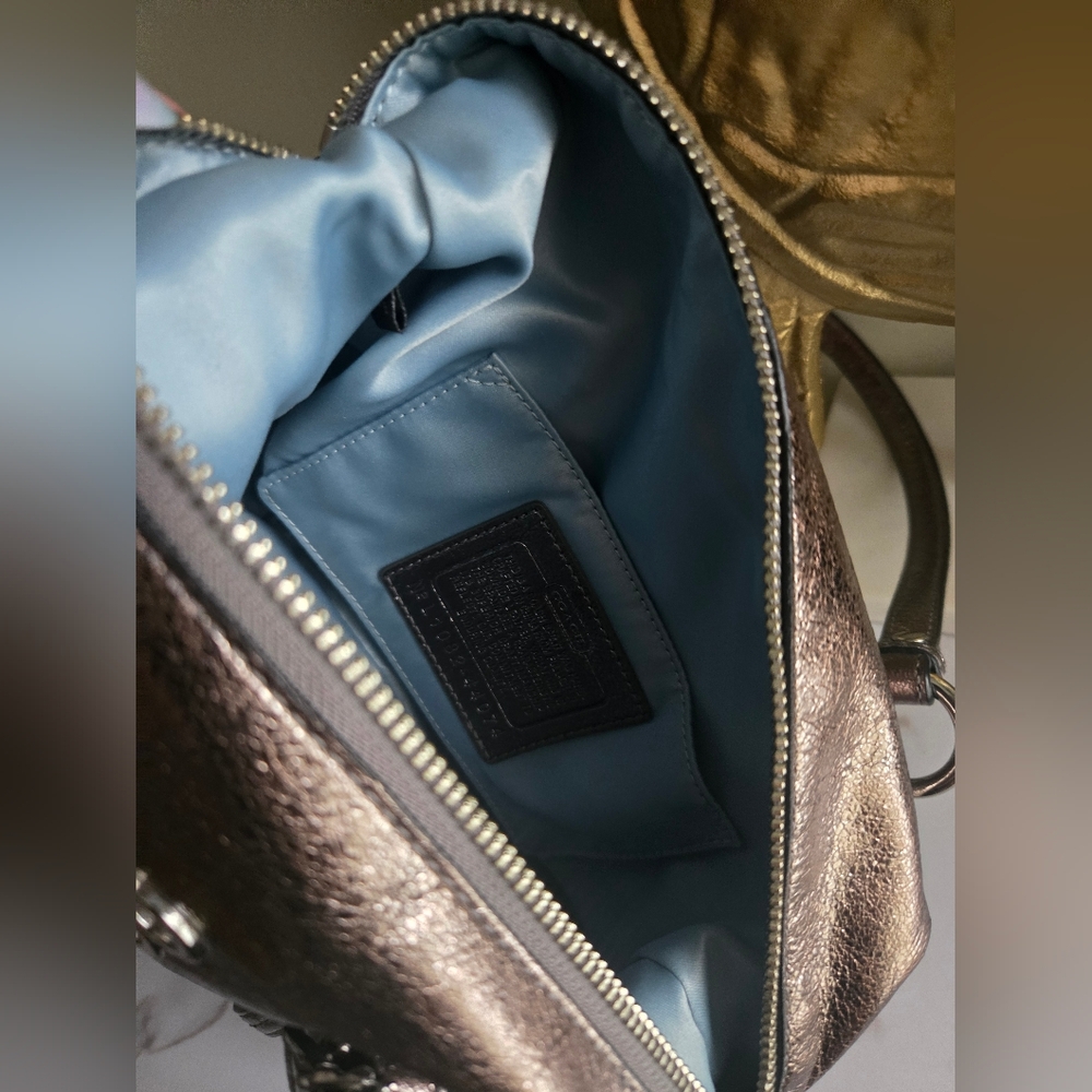 EUC Coach Julia Metallic Gunmetal Mini Satchel Bag - Picture 6 of 12